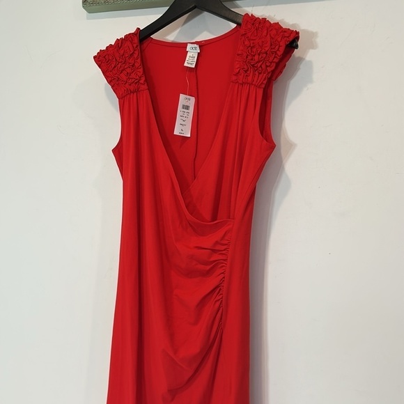 VINTAGE CACHE RED ROUGE FAUX WRAP STRETCH PENCIL DRESS SIZE XL NEW W TAG WOMEN - Picture 4 of 5
